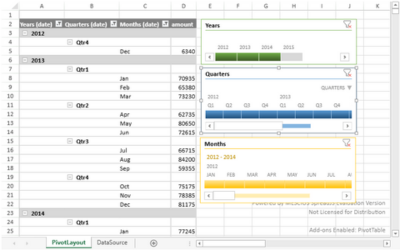 JavaScript Pivot Table Timeline Slicers UI