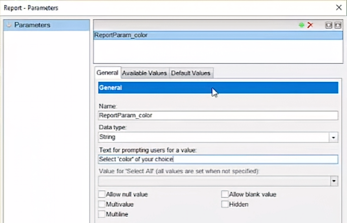 C# Report Parameters