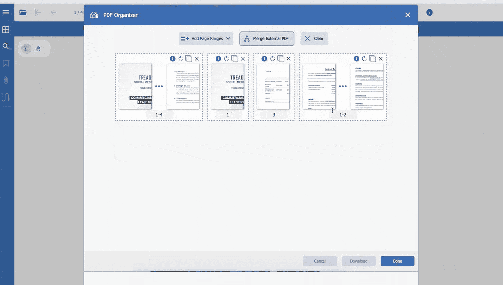 JS PDF Viewer Page Organizer Tool