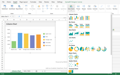 SpreadJS Designer Integration | DataCharts Add-On