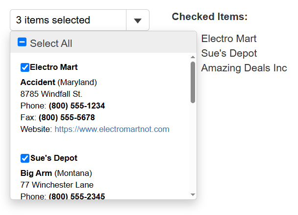 JavaScript Multi Select