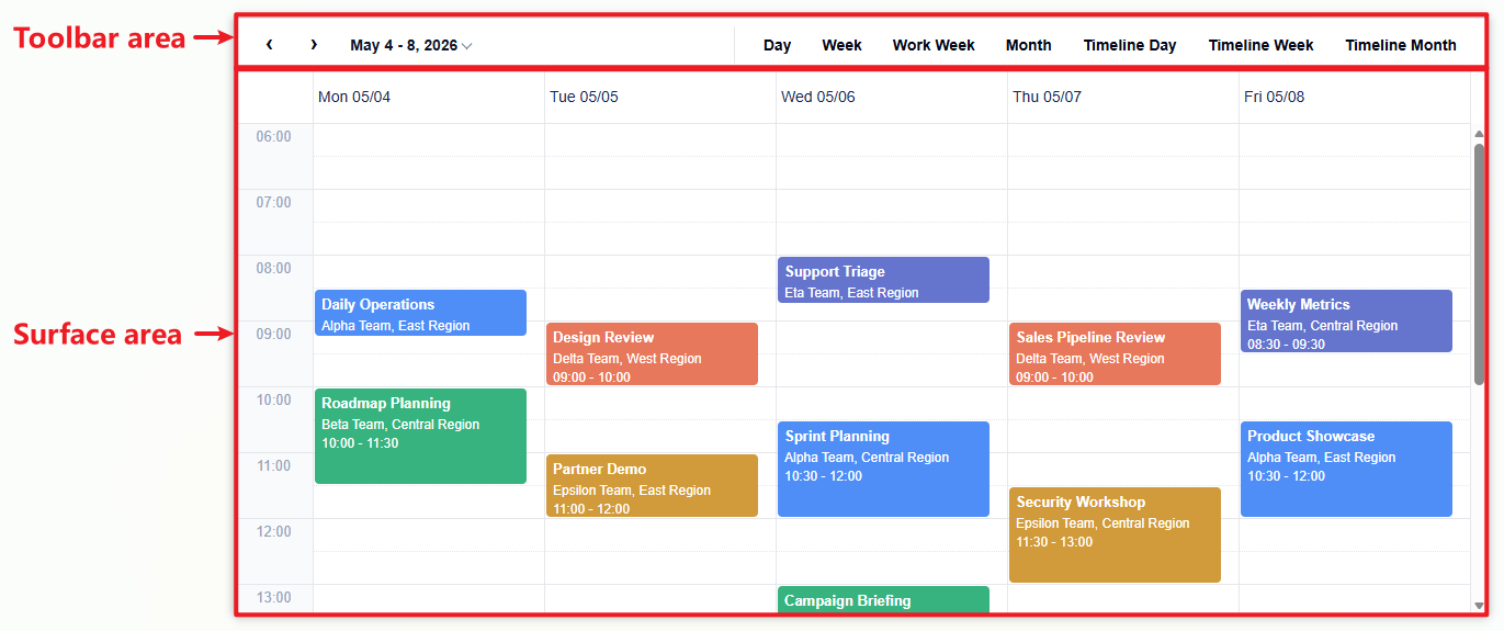 JavaScript Calendar Timeline Views