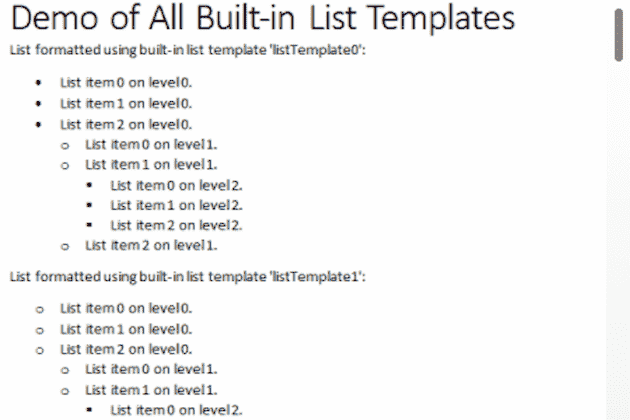 .NET Word API Library List Templates