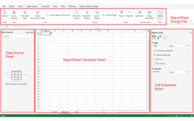 JavaScript Spreadsheet Designer Tool for Report Sheet Creation