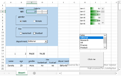 JavaScript Spreadsheet Form Controls