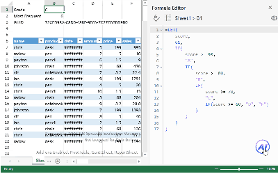 Intuitive UI to create and refine Excel formulas with AI-powered guidance within enterprise web applications