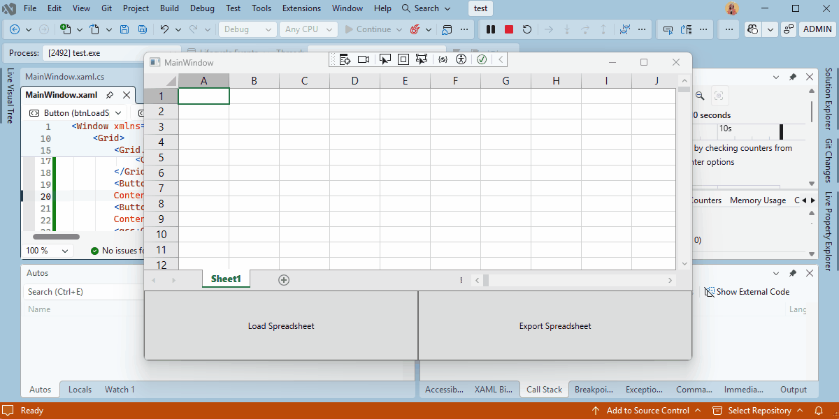 Import Excel (.xlsx) File into WPF Spreadsheet Applications