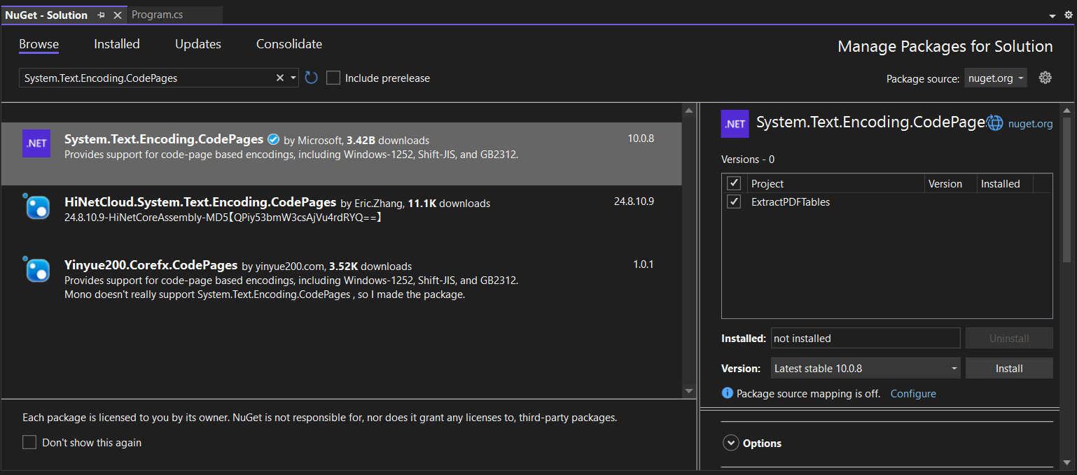 System.Text.Encoding.CodePages NuGet Package