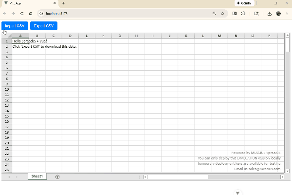Vue Spreadsheet Application Importing and Exporting CSV Files
