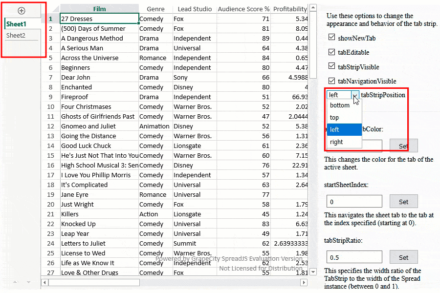 SpreadJS v14.1 - Sheet Tab Position