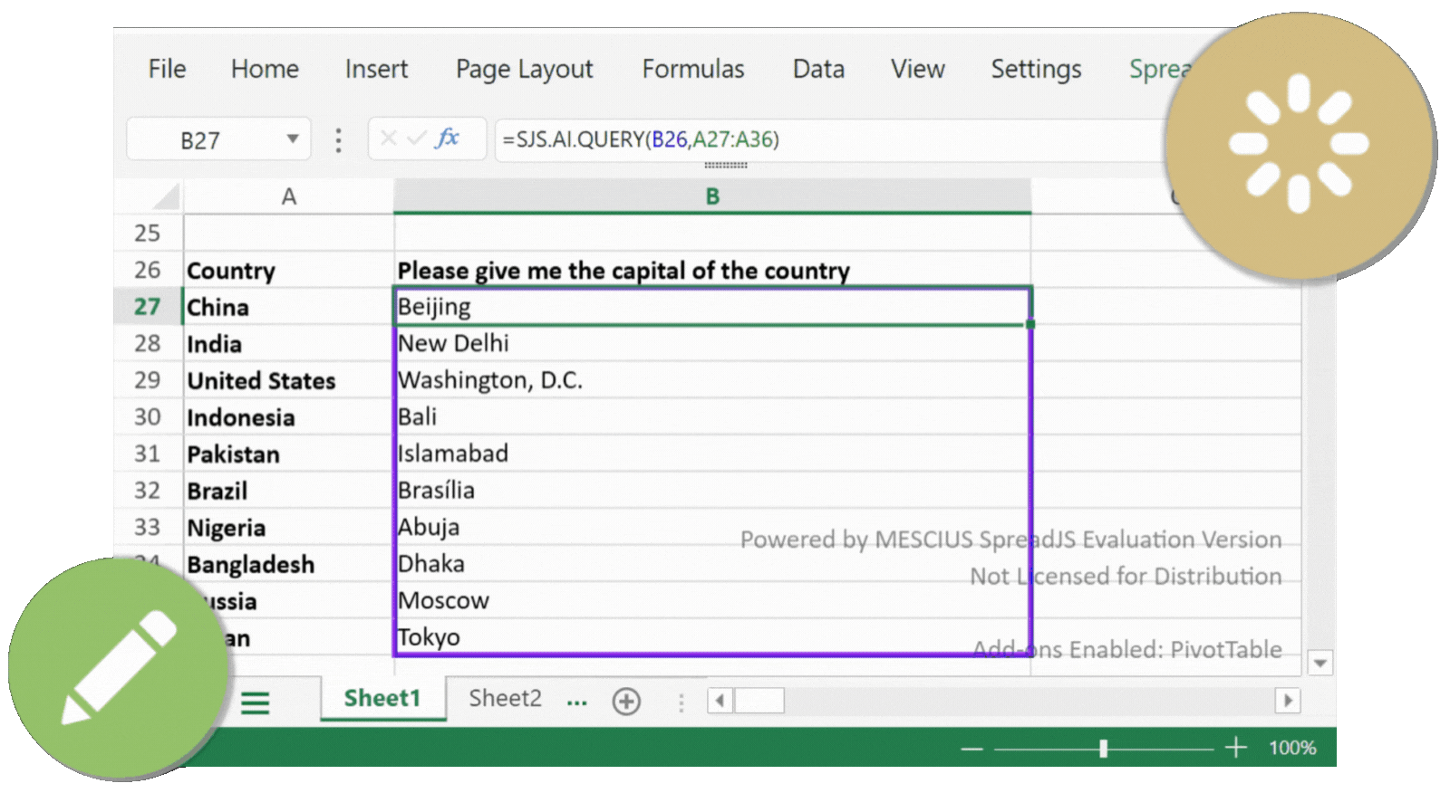 Bring Natural Language Intelligence to Every Cell in JavaScript Spreadsheet Applications
