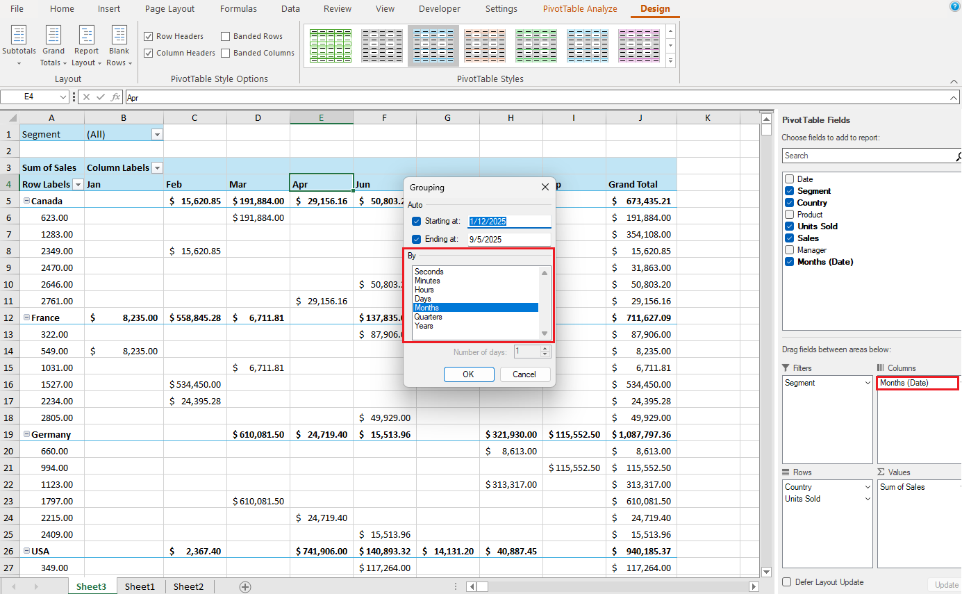Group numbers, dates, and text (Spread for Windows Forms)