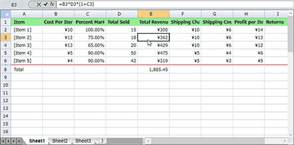 .NET FlexSheet Formulas