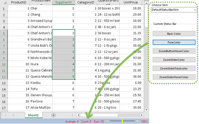 Add a Customizable Status Bar to .NET Spreadsheets
