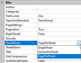 New SheetMode Property for Excel Export