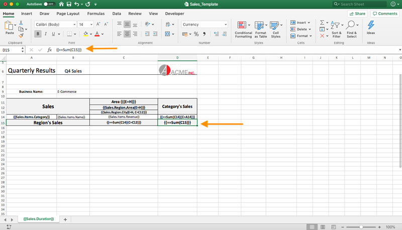 Formulas in excel Templates using GrapeCity Documents for Excel .NET v3.1