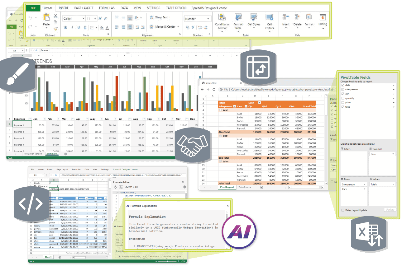 JavaScript Spreadsheet Add-Ons | Extended UI/UX Spreadsheet Features