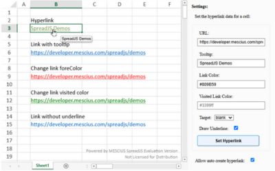 Hyperlinks in JavaScript Spreadsheets