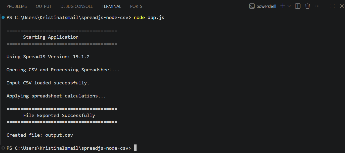 Running Console Application | Reading and Processing CSV files in Node.js Applications