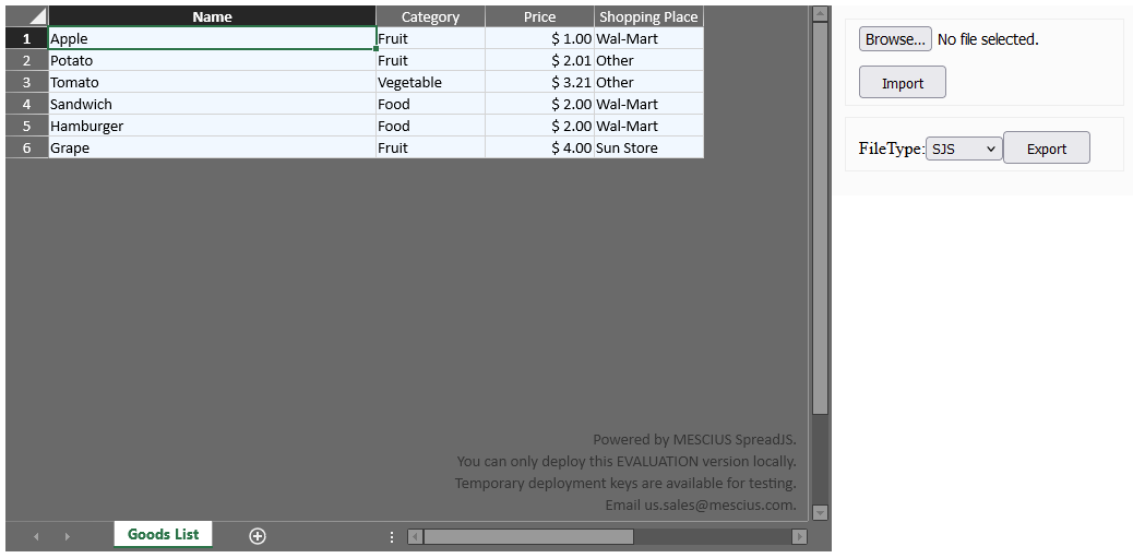 Excel viewer