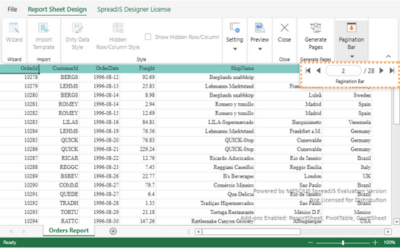 Automatically Apply Row Paging to JavaScript Spreadsheet Reports