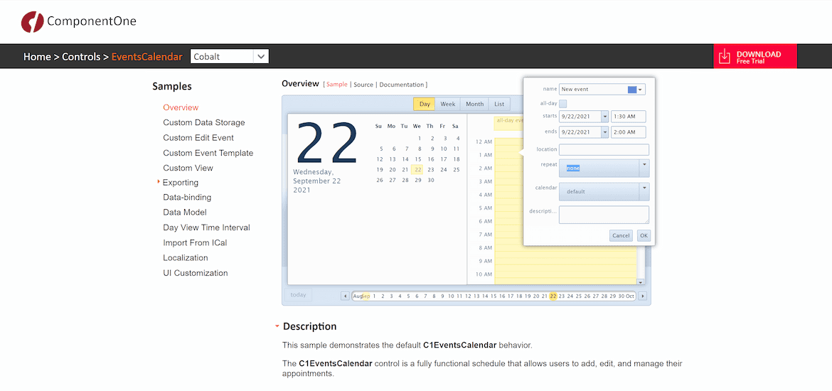 ASP.NET Web Forms Calendar