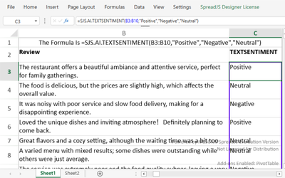 Provided AI-powered sentiment analysis directly to enterprise spreadsheet web apps