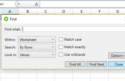 WPF Spreadsheet Search Cells