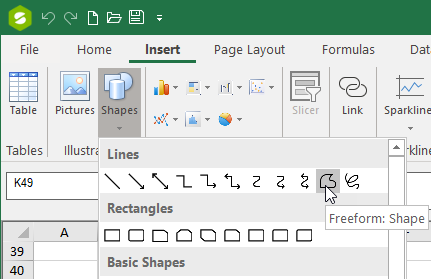 WinForms Spreadsheet Freeform Shape and Scribble