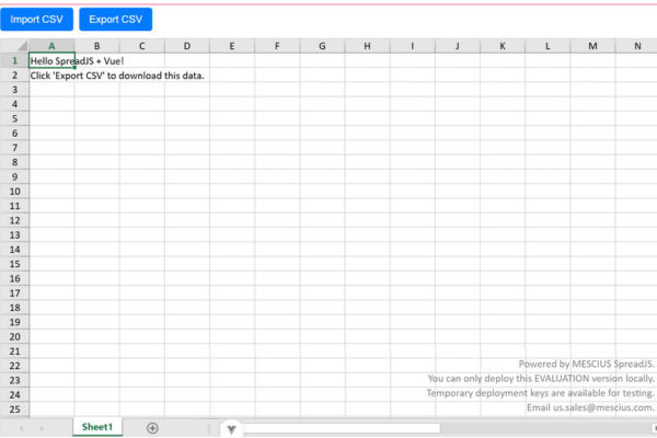 Vue Application CSV Import and Export UI Example