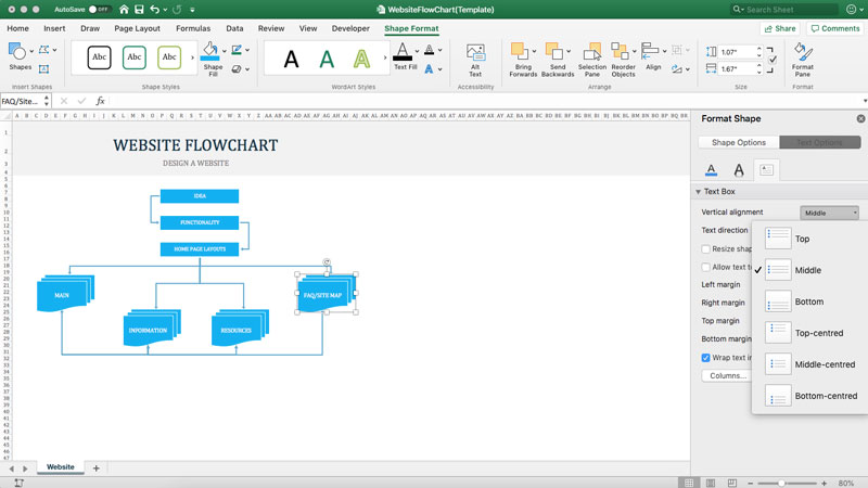 Alignment of Shape's TextFrame using GrapeCity Documents for Excel Java v3.1