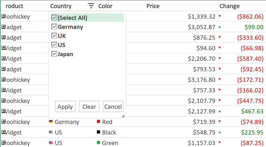 New Filter UI
