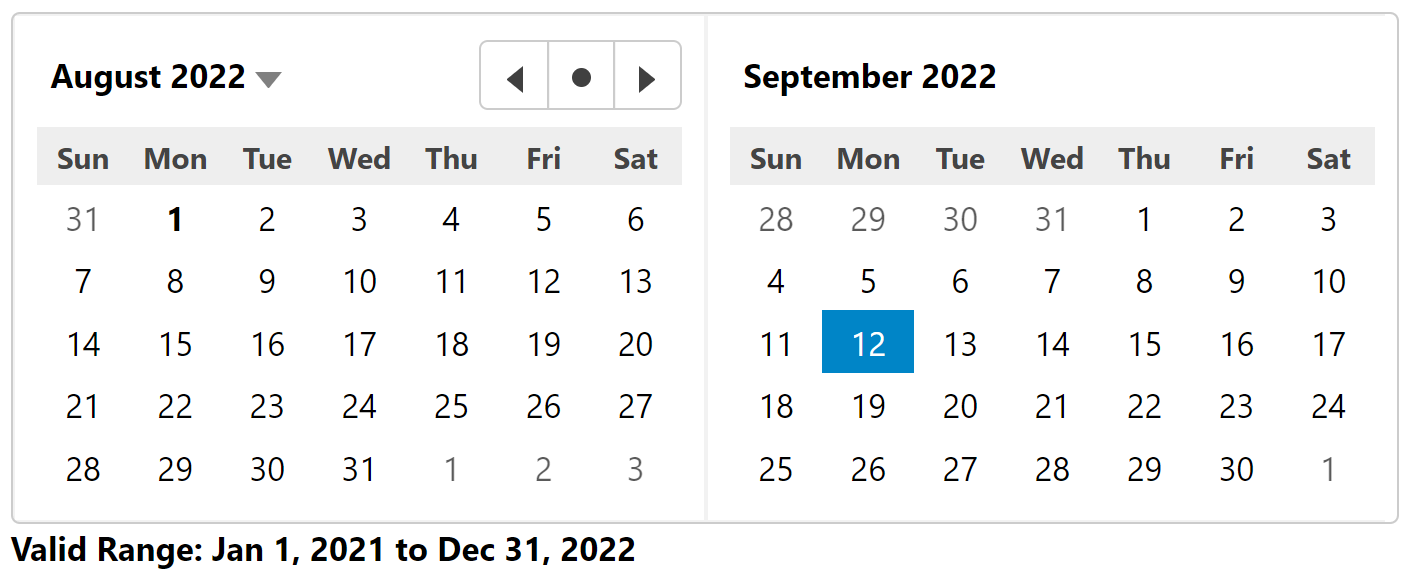 ASP.NET MVC Calendar Multiple Months