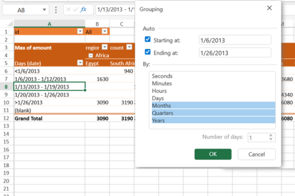 Apply Date Grouping in JavaScript PivotTable Web Applications