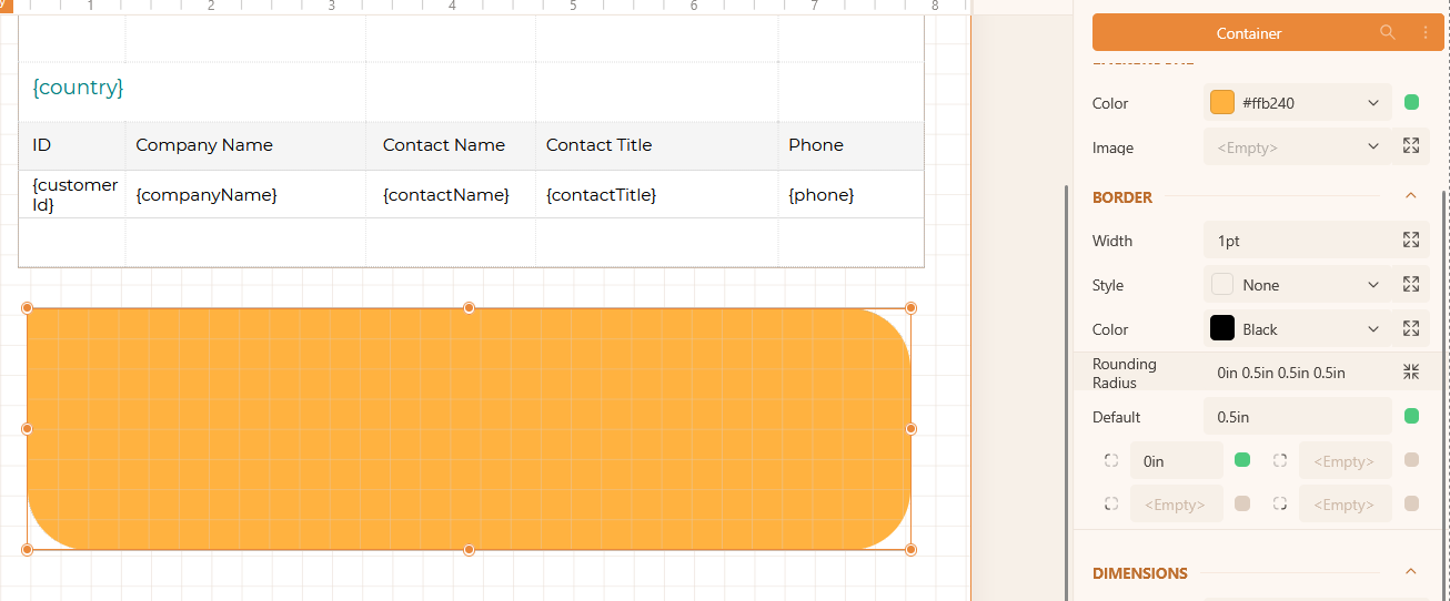 Settings for Rounding Radius