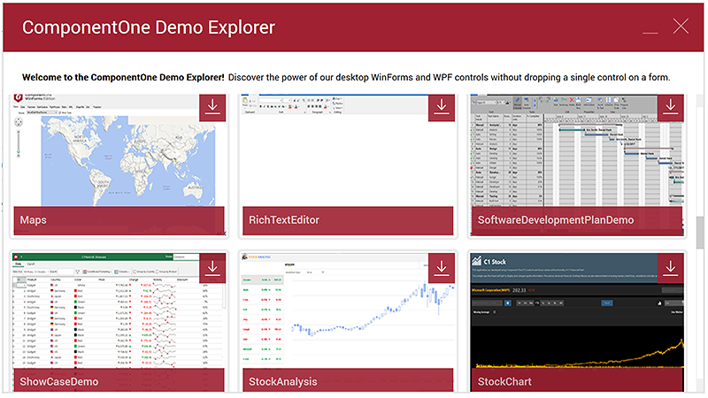 ComponentOne Demo Explorer