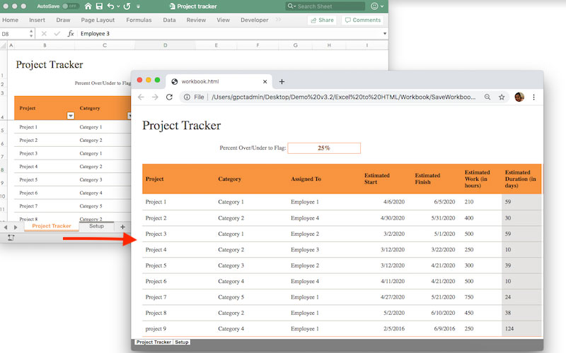 Export Excel Spreadsheets and Excel Range to HTML using GrapeCity Documents for Excel .NET v3.2