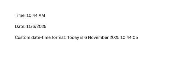 Example of Updating DATE and TIME Fields with Word-Compatible Formatting