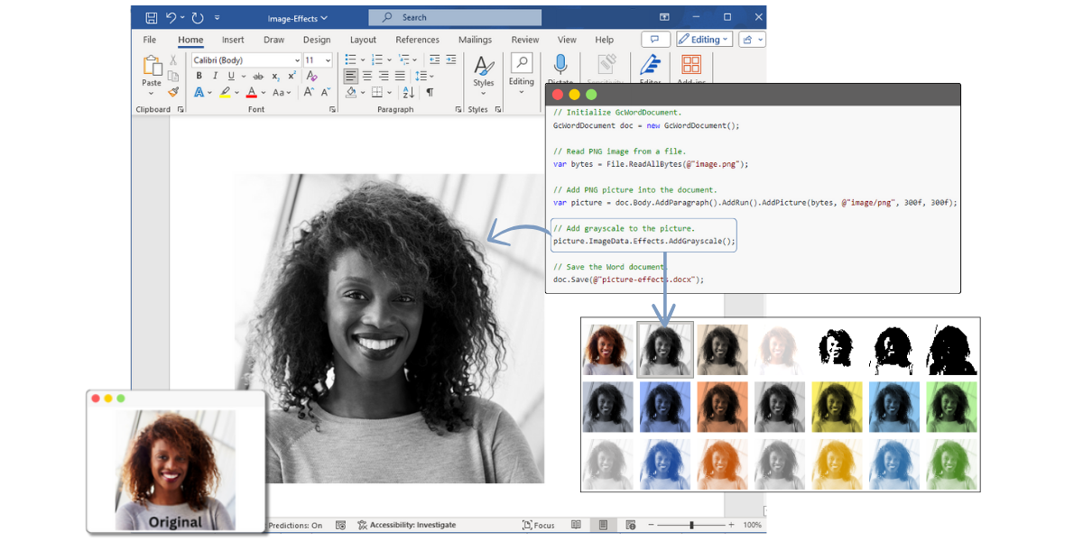 Programmatically Apply Picture effects in Word Docx using .NET API