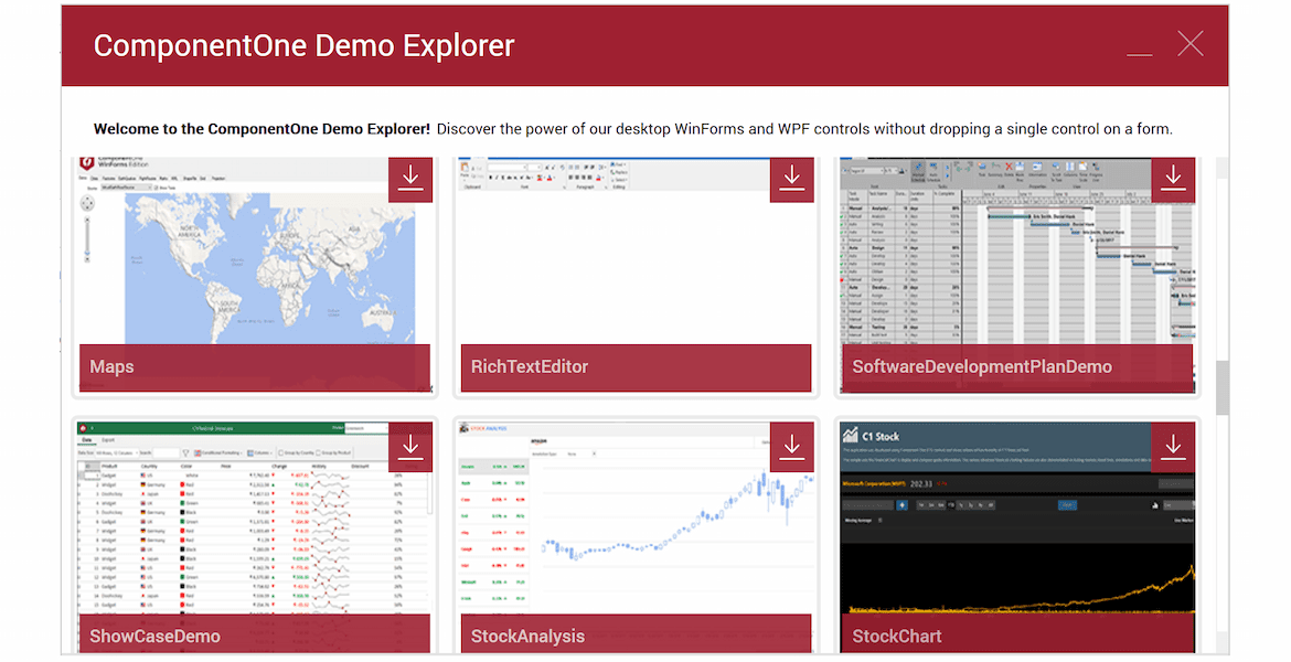 ComponentOne Demo Explorer