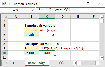WinForms Spreadsheet LET Function