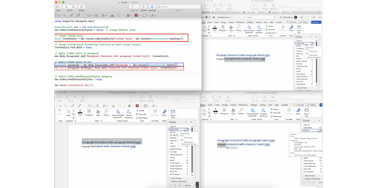 Programmatically set Linked styles in Word (.docx) files - GrapeCity Documents for Word