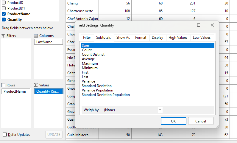 WinForms FlexPivot Settings