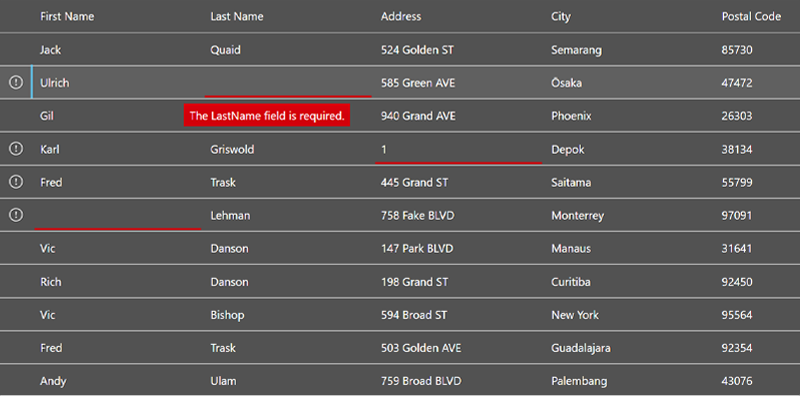 WPF DataGrid Validation