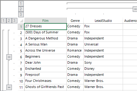WinForms Excel-Like Spreadsheet Grouping