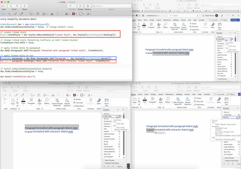 Support Linked styles in Word (.docx) files