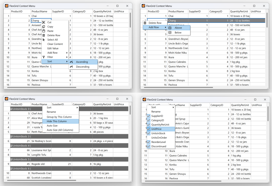 Custom Context Menus