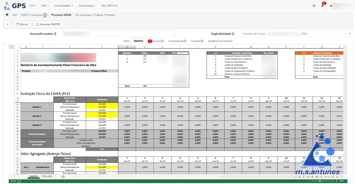 GPS Application Example Screenshot Showcasing the Use of SpreadJS for a Client