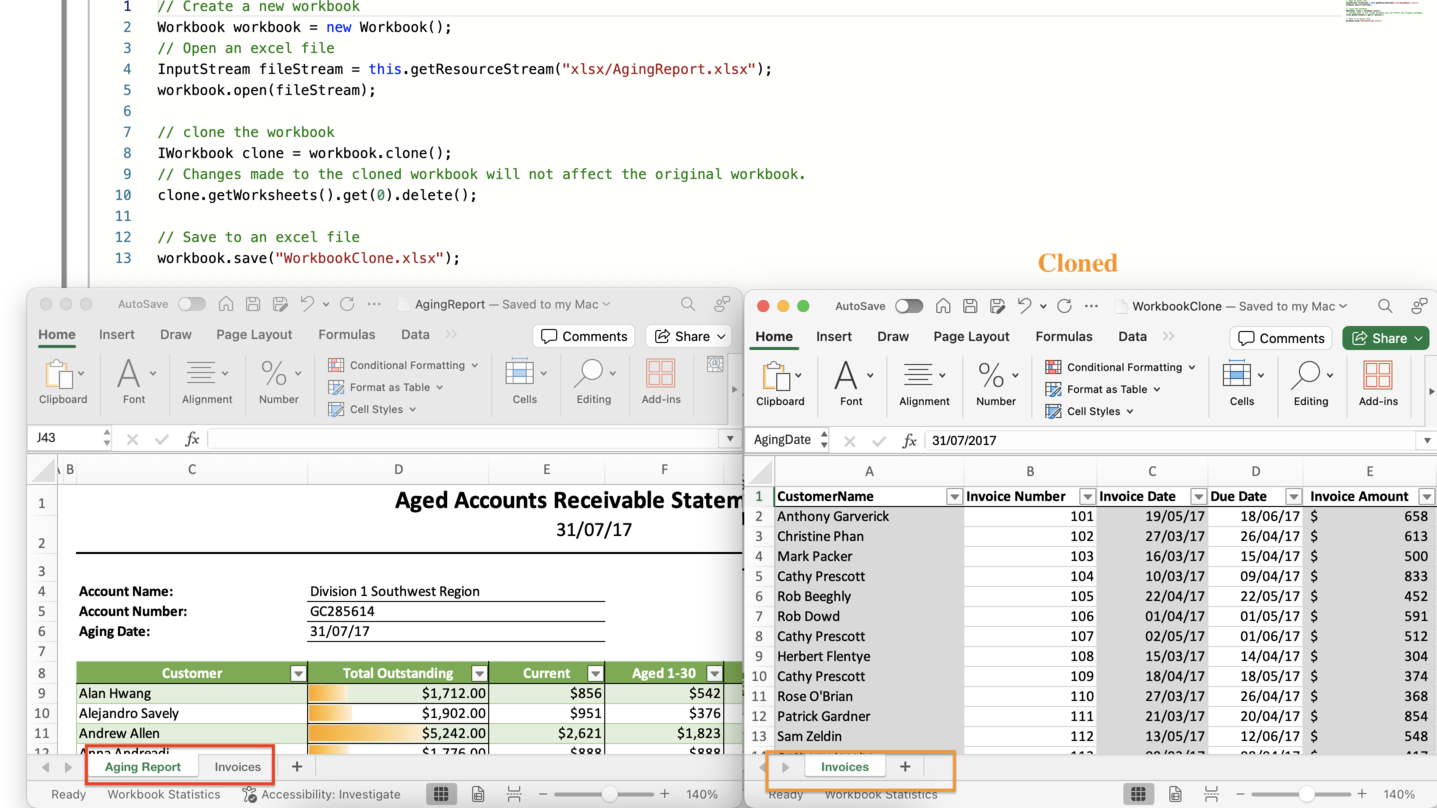 Clone an Excel XLSX workbook using a Java Excel API