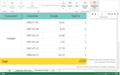 Cell Paging in JavaScript Excel-Like Report Spreadsheets